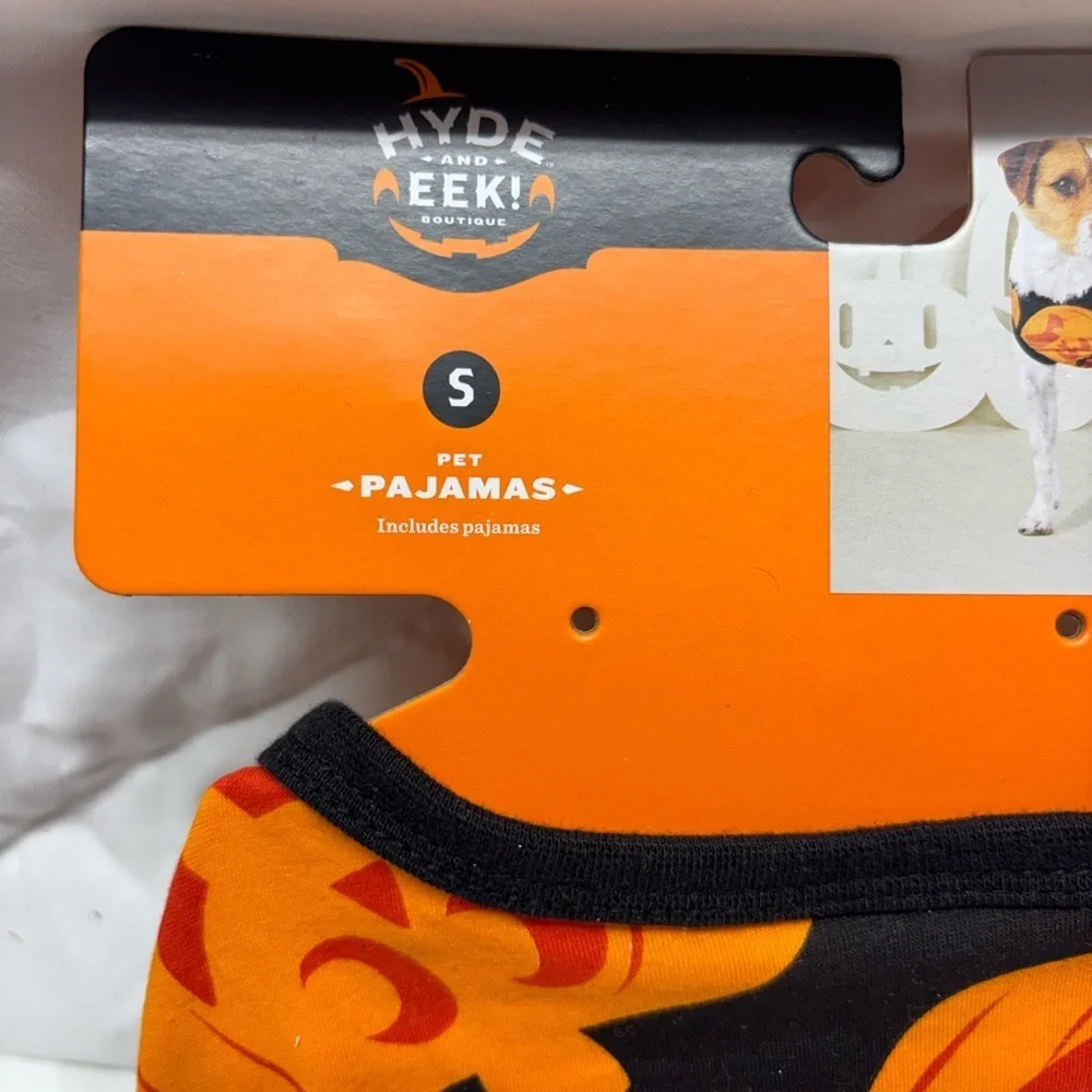 Hyde Eek! Dog Halloween Pumpkin Pet Pajamas Black and Orange size SM up to 20lbs